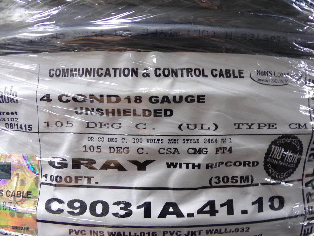 EXZEL Unshielded Communication Cable, 1000 ft Length, 4 Conductors: (0 Pair) (SQ9168375-WT06)
