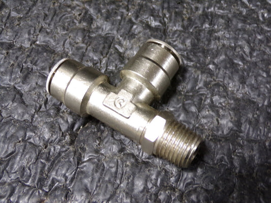 Push To Fit Nickel Plated Brass Tee, 1/4" NPT, 3/8" Tube Size (SQ5590165-WT32)
