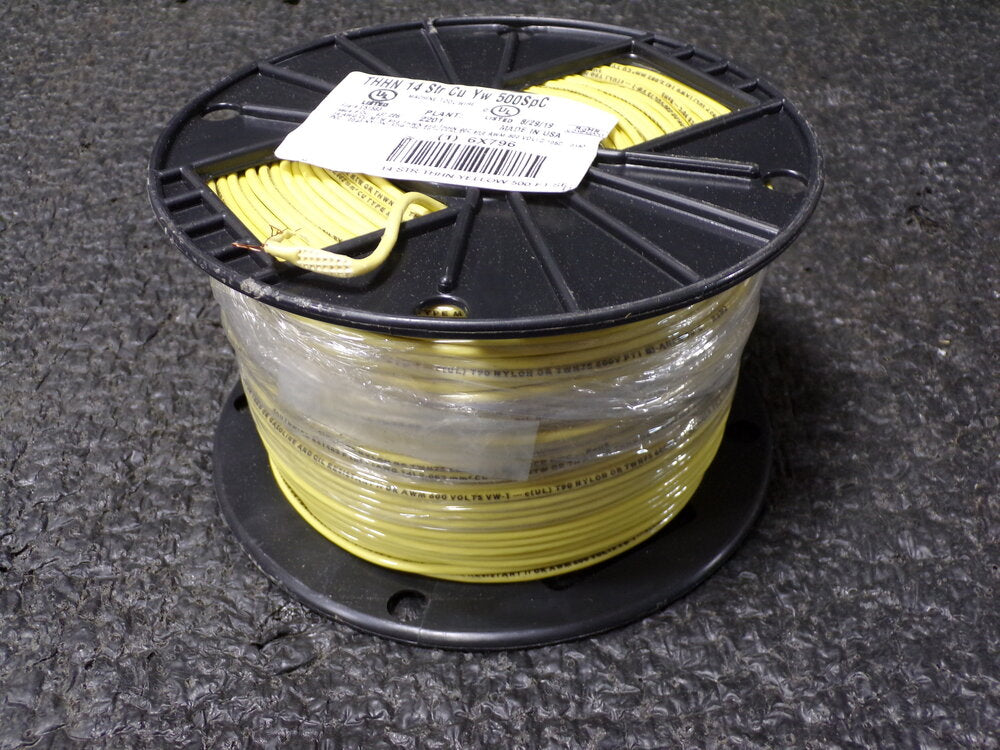 SOUTHWIRE Building Wire, THHN, 14 AWG, Yellow, 500 ft (SQ4629795-WT12)