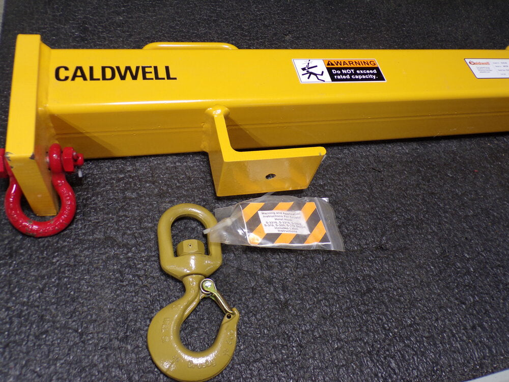 CALDWELL Double Fork, Double Swivel Hook, Welded Steel Forklift Lifting Beam with 10,000 lb Load Capacity, 15-5-24S (SQ8329222-WT42)