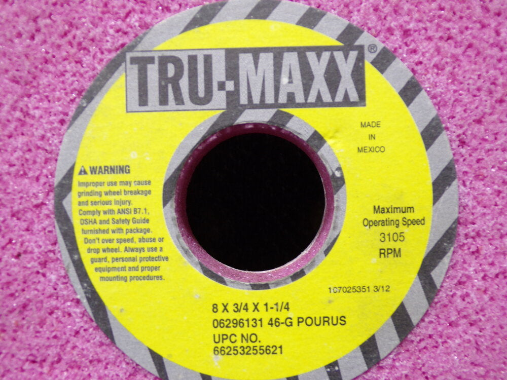 Tru-Maxx 8" Diam x 1-1/4" Hole x 3/4" Thick, G Hardness, 46 Grit Surface Grinding Wheel (SQ2208357-WT34)