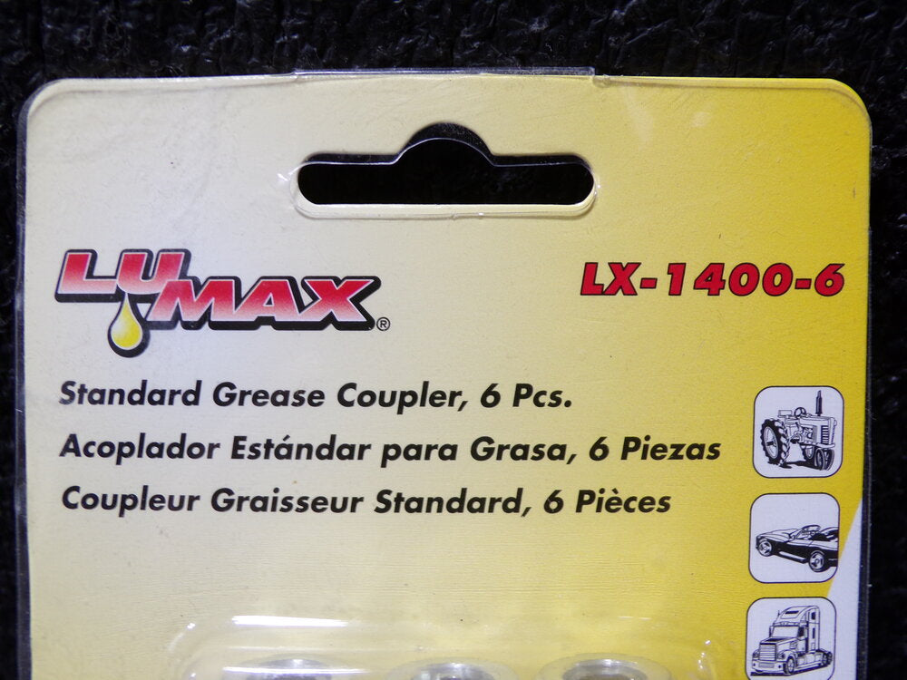 lumax LX-1400-6 6,000 Operating psi, Steel Fixed Grease Gun Coupler, Pack of 6 (SQ2606067-WT19)