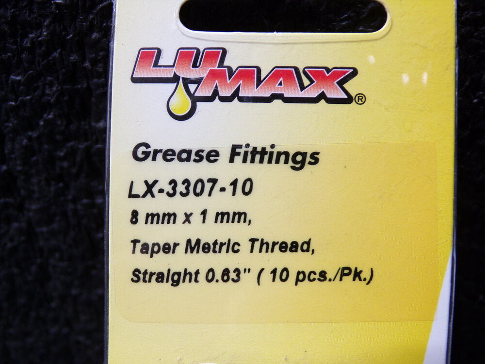 lumax LX-3307-10 0° Head Angle, M8x1 Metric Steel Taper Thread Grease Fitting, Pack of 10 (SQ4660074-WT19)