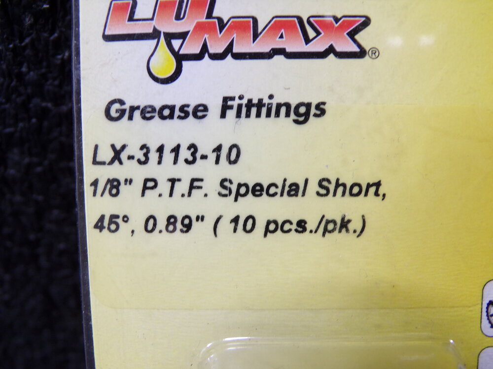 lumax LX-3113-10 45° Head Angle, 2 Piece, 1/8 PTF Steel Taper Thread Grease Fitting (SQ9067645-WT19)