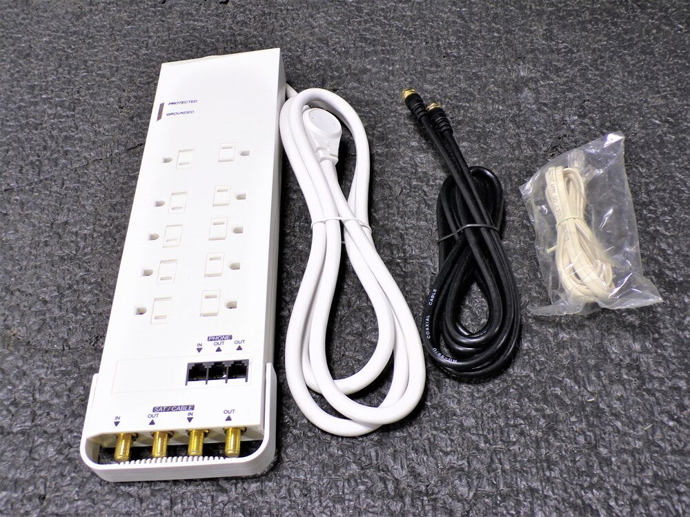 POWER FIRST Datacom Surge Protector, 10 Outlets, White, 6 ft., 3600 Rated Joules (SQ3451486-WT12)