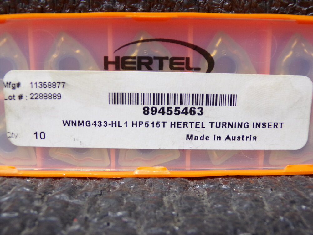 Hertel WNMG433 HL1 Grade HP515T Carbide Turning Insert, QTY: 10 (SQ6584284-WT14)