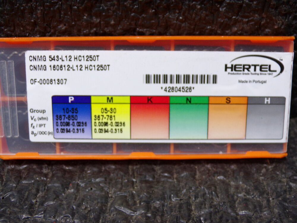 Hertel CNMG543 1 Grade HC1250T Carbide Turning Insert, QTY: 10 (SQ5788376-WT14)