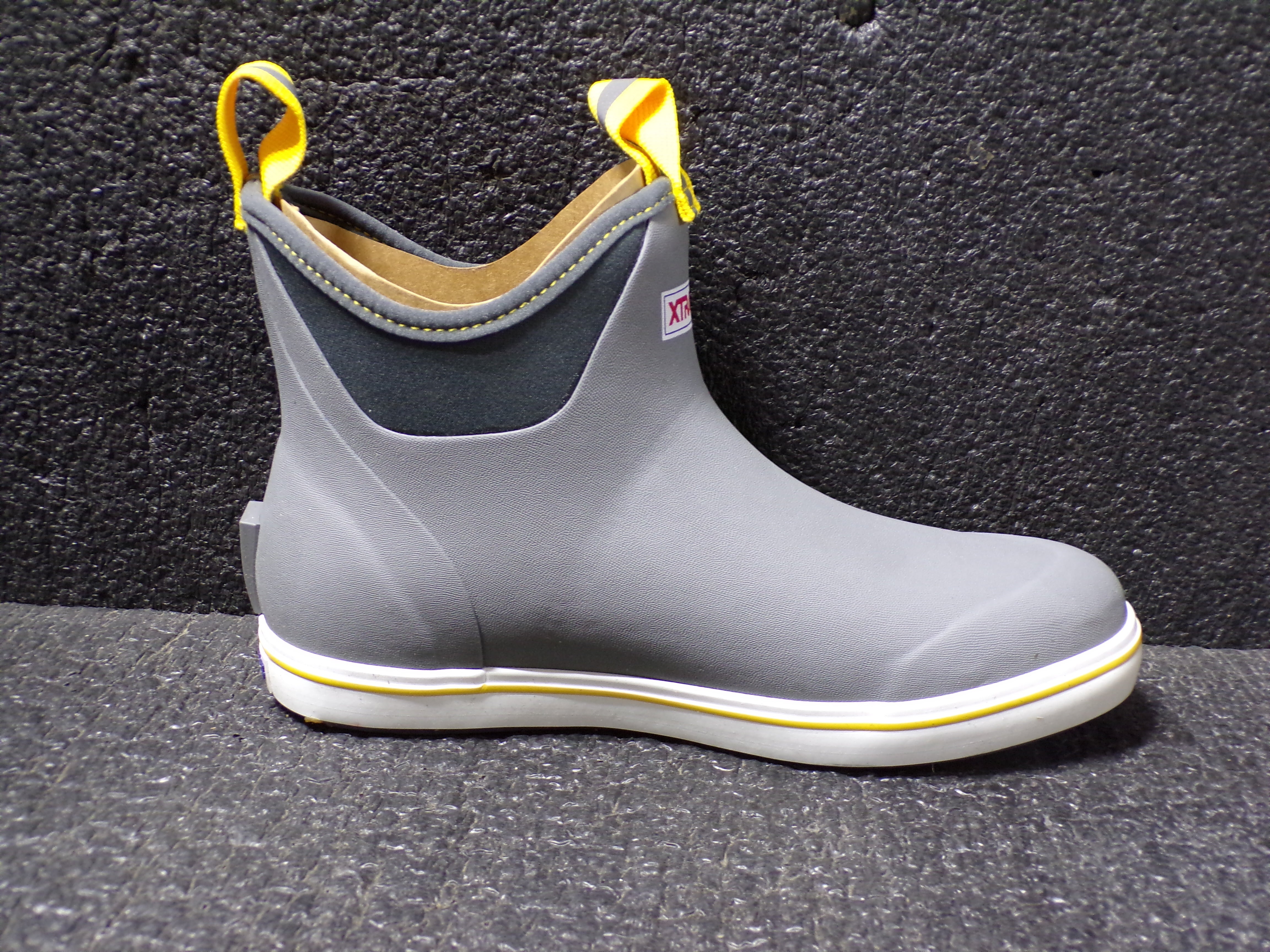 Xtratuf Men's 6 Ankle Deck Boot Grey/Yellow Ankle Boot, Size 14