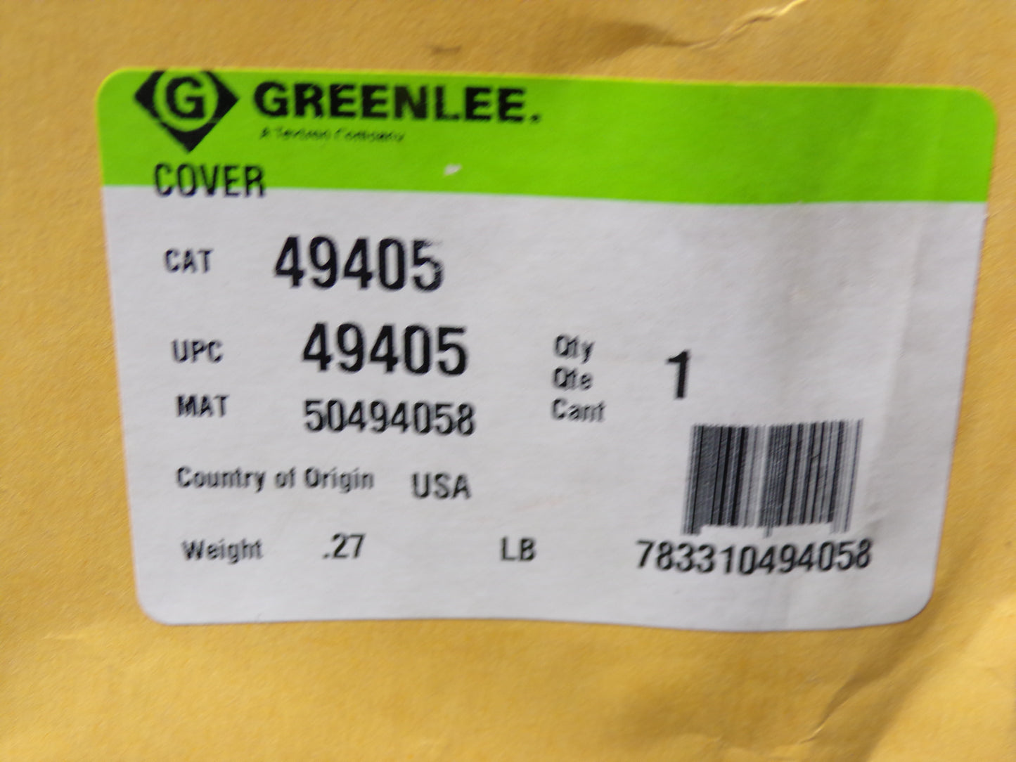 Greenlee Cover 49405 (CR00134-BT22)