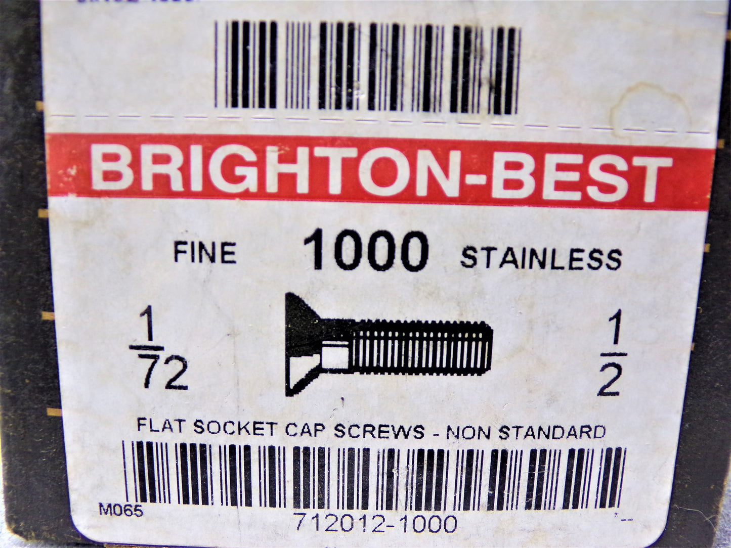 Qty: 1000 Brighton Best 1-72 x 1/2" FLAT SOCKET CAP SCREWS Fine Stainless Steel A2(18-8) (CR00166-BT25)