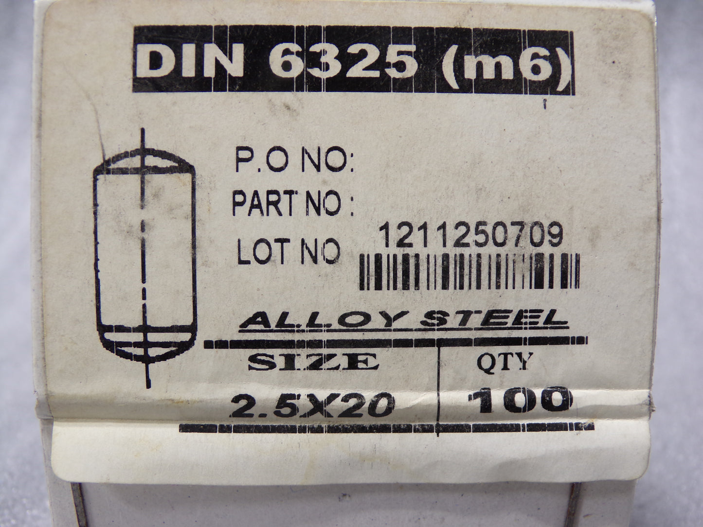PARALLEL PIN (DOWEL PIN) HARDENED STEEL PLAIN, pk100, 2.5X20MM (CR00167-BT25)