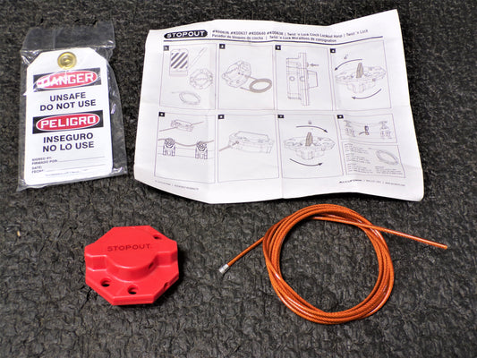 STOPOUT Lockout Cable, Red, Max No. Padlocks 4, Plastic (CR00355-BT21)