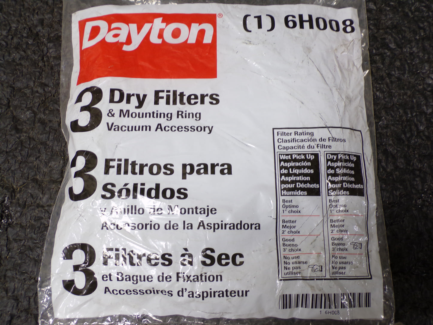 DAYTON Disc Filter, Paper, Standard Filtration Type, For Shop Vacuum (CR00414-BT22)