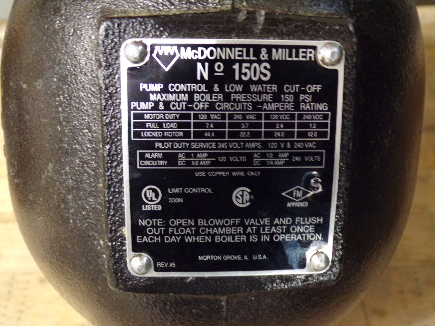 MCDONNELL & MILLER Level Control, Snap Switch, For Use With Mfr. Model Number 171802 (CR00471-WTA04)