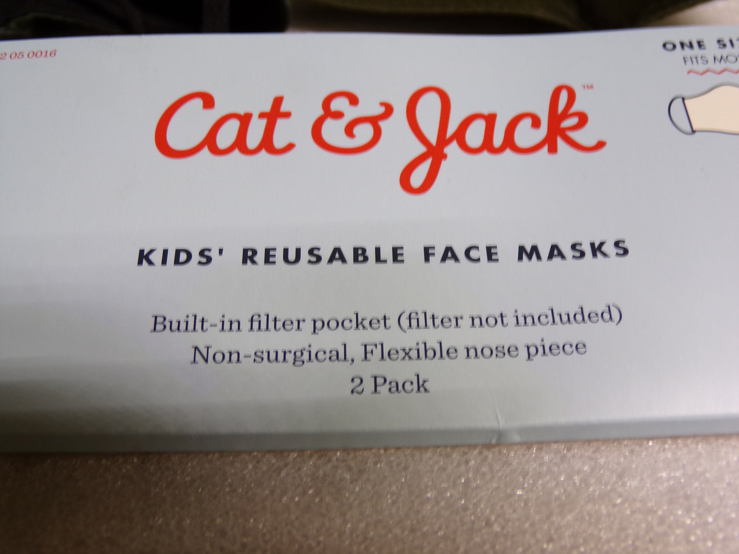 Kids Cloth Masks, Reusable, Machine Washable, Reversible (2 pack) Green (CR00487-WTA)
