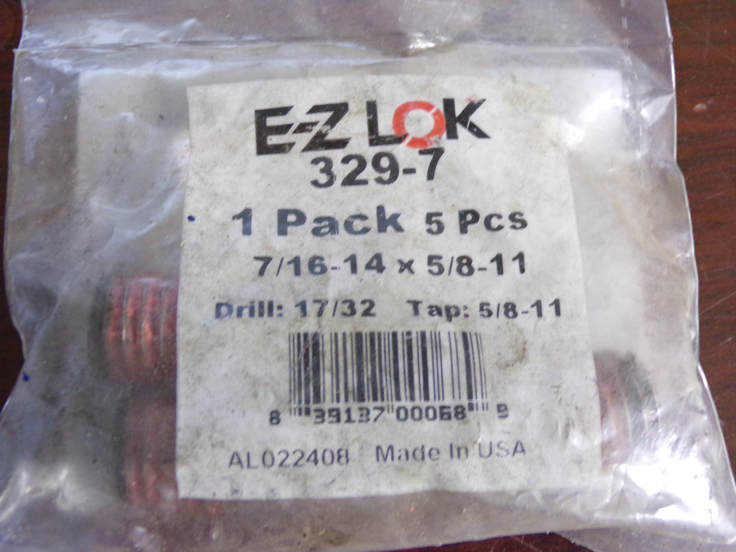 E-Z LOK 21/32 in Carbon Steel Self Locking Thread Insert with 7/16-14 Internal Thread Size, 5 PK (CR00518-WTA14)
