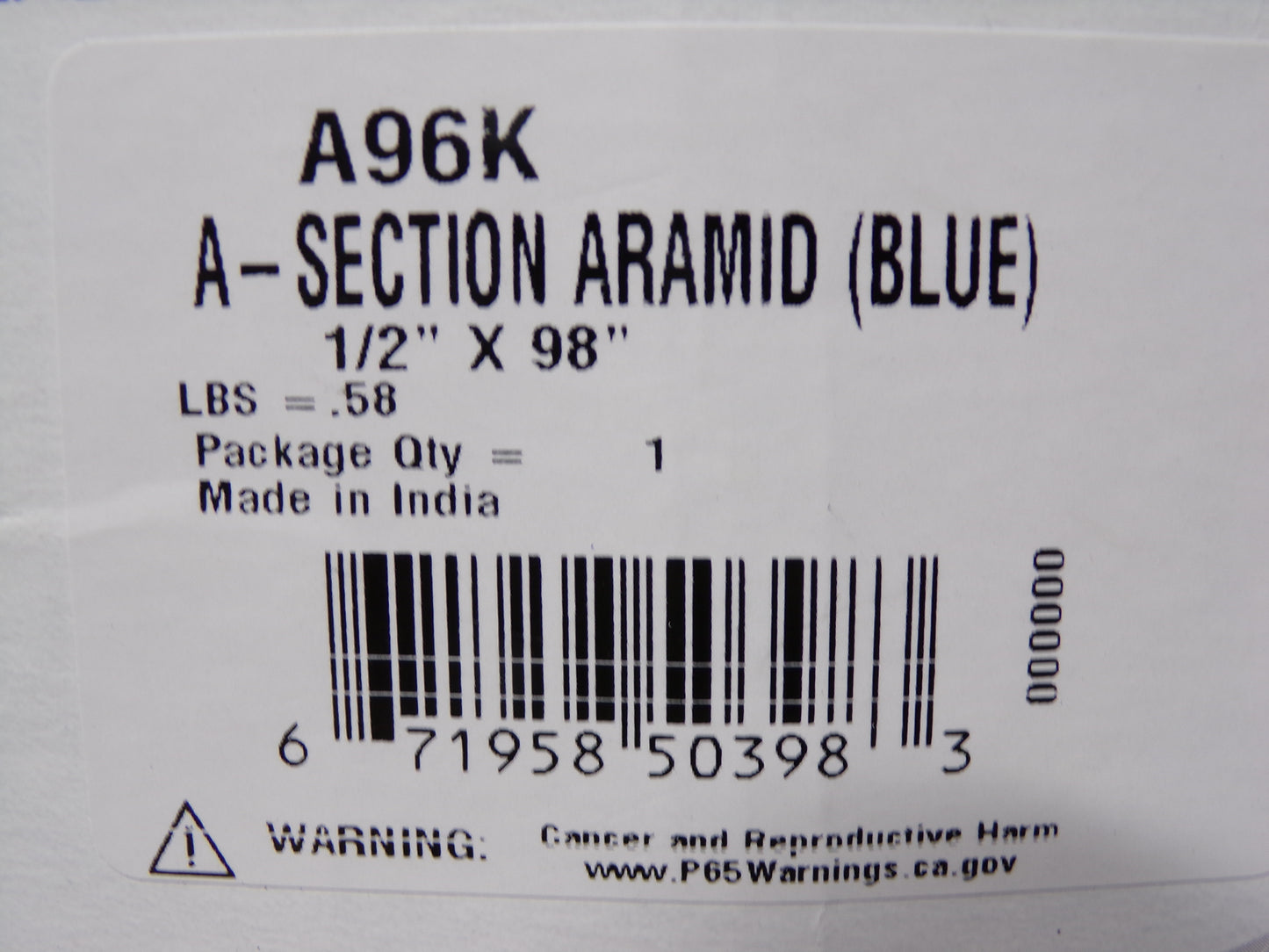 A & I PRODUCTS Aramid Blue V-Belt (1/2" X 98") A96K (CR00533-WTA14)