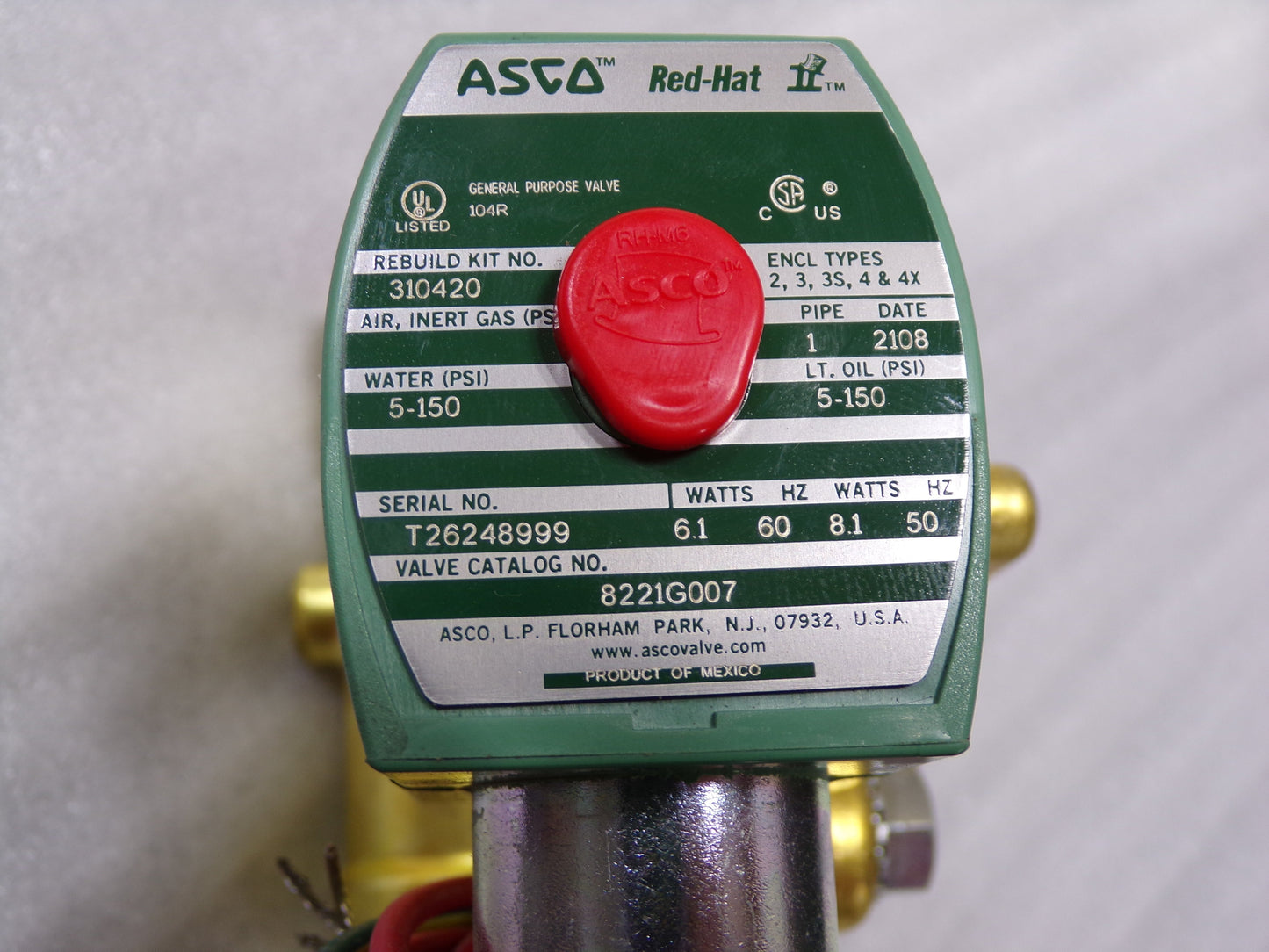 REDHAT 120V AC Brass Slow Closing Solenoid Valve, Normally Closed, 1" Pipe Size (CR00550-WTA14)