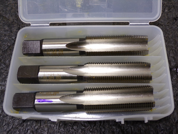 Hertel 1-14 UNS, 4 Flute, Bottoming, Plug & Taper, Bright Finish, High Speed Steel Tap Set Right Hand Cut, 5-1/8