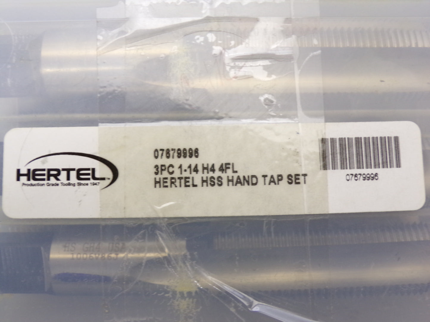 Hertel 1-14 UNS, 4 Flute, Bottoming, Plug & Taper, Bright Finish, High Speed Steel Tap Set Right Hand Cut, 5-1/8" OAL, 2-1/2" Thread Length, 3B Class of Fit (CR00660-WTA16)