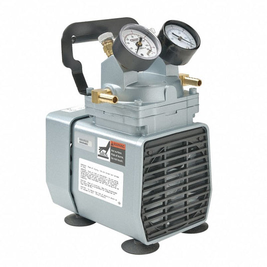 GAST Compressor/Vacuum Pump: 1/8 hp, 115V AC, 25.5 in Hg Max Vacuum, 60 psi Max Continuous Pressure (CR00832-WTA26)