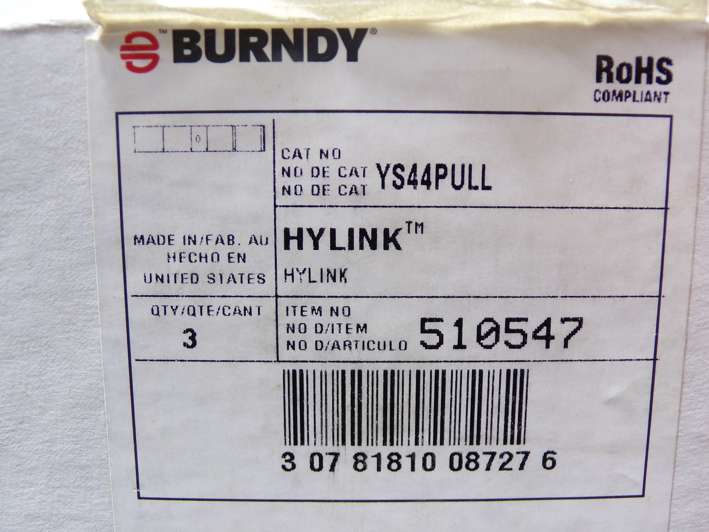 Burndy YS44PULL, Copper, 1,000 kcmil, HYLINK, 3 pack (CR00104-BT02)