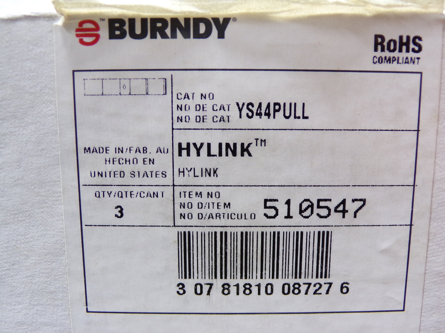 Burndy YS44PULL, Copper, 1,000 kcmil, HYLINK, QTY: 1 (CR00108-BT57)