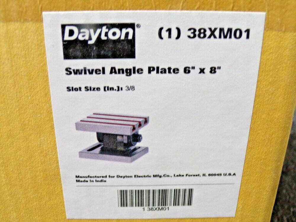 DAYTON Angle Plate, Swivel, 6x8in Surface, 38XM01, 0-90° (223462636647-WTA04)